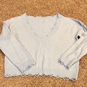 Wild Honey Soft Blue V-Neck Sweater